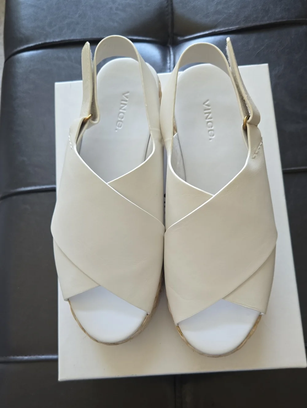 Vince Jesson Leather Espadrille Wedge Sandals
